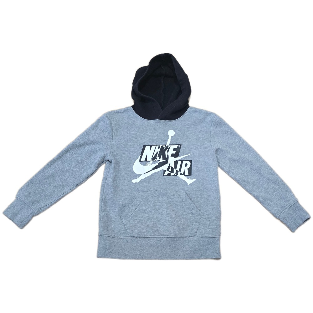 Kids Jordan Brand Grey Black Hoodie‎ Jumpman Nike Air Pullover Size 8 10 Years